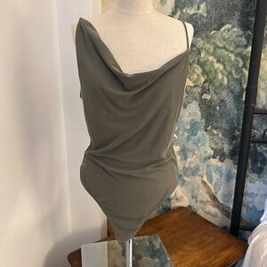 Olive Green Draped Bodysuit